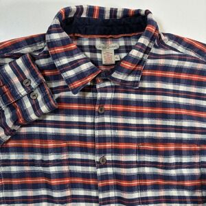 Carbon2Cobalt Plaid Flannel Shirt XL Blue Orange Corduroy Trim Hiking
